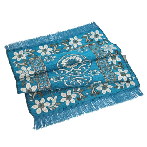 Image of Velvet Floral Janamaz Mat | Prayer Mat /Meditation Janamaz for Namaz /Meditation Mat /Muslim| Size 27x50| Washable Soft Prayer Mat (Aqua)