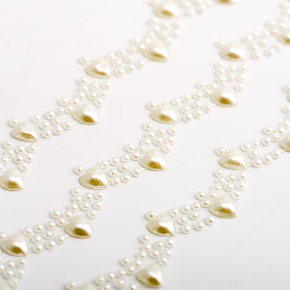 Italian Options Pearlescent 16Cm Charm Pearl Border Trim - Self Adhesive Pearl Gem Craft Sticker (3 Pieces)