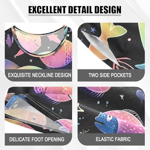 senya Cute Glowing Fish Summer Pajamas Set Short Cotton Sleepwear 2 Piece4