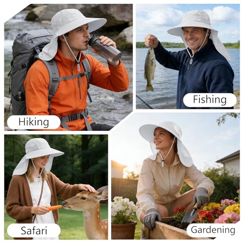Image of Sun Hat for Men Women with Neck Flap,UPF 50+ UV Protection Fishing Hat