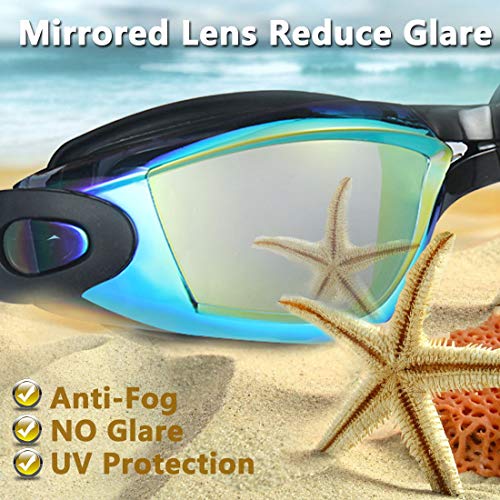 Eversport Swim Goggles, Pack Of 2 Swimming Goggles, Swim Glasses No Leaking Anti Fog Uv Protection For Adult Men Women Youth Kids Child, Watertight (Black With Aqua Lens&Black With Orange Lens) #TOP3