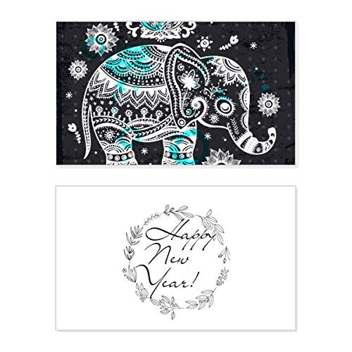 Tarjeta de Año Nuevo con elefante para felicitar con estilo y arte