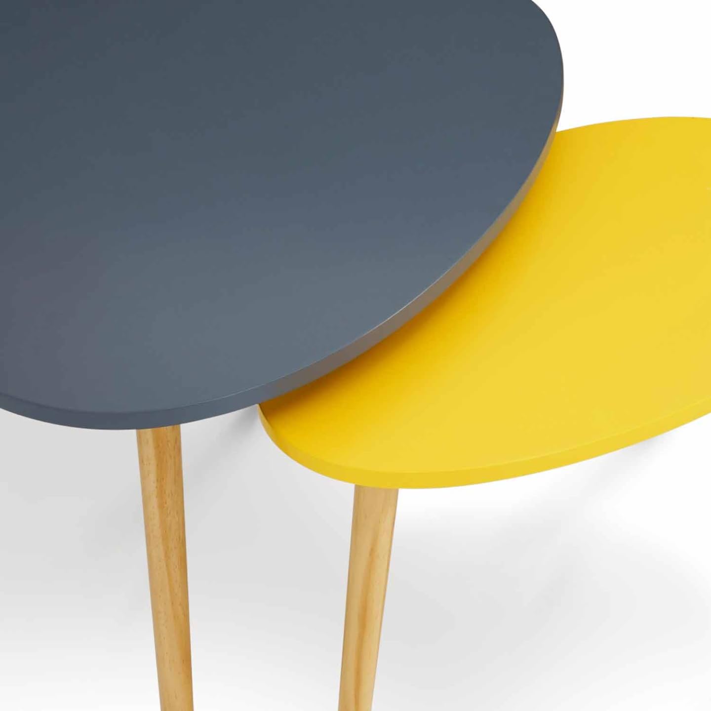 IDMarket - Lot de 2 Tables Basses gigognes Gaia laquées Gris Jaune scandinave