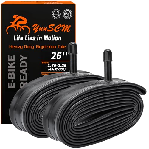 2-PCS 26' Heavy Duty Bike Tubes 26x1.75/1.95/2.125/2.25 AV Schrader Valve (45/57-559) 26' Bicycle Tube Compatible with 26 x 1.75 26x1.95 26x2.0 26x2.10 26x2.125 26x2.20 26x2.25 Tire Tubes