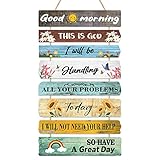 CHDITB Good Morning Inspirational Hanging Sign Plaque Farmhouse Wood Sign for Bedroom Motivational Scripture This is God Wooden Hanging Sign Art Wall Home Decoration God Christian Saying Wall Plaque