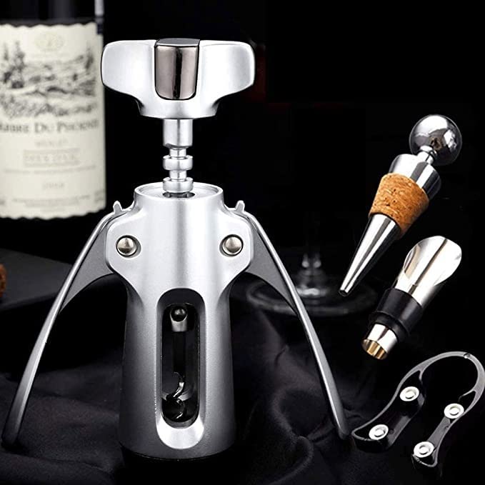 Cavatappi ad Ala per Vino Rosso Birra, Cavatappi di Sandalwood, apribottiglie e tagliacapsule Tutto in Uno