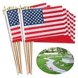 100Pcs Small American Flags on Stick, 5.5 x 8 Inch American Flags US Independence Day, Mini Handheld Flags with Kid-Safe Spear Top for Yard Outdoor Garden Memorial Day Labor Day Parades Decorations