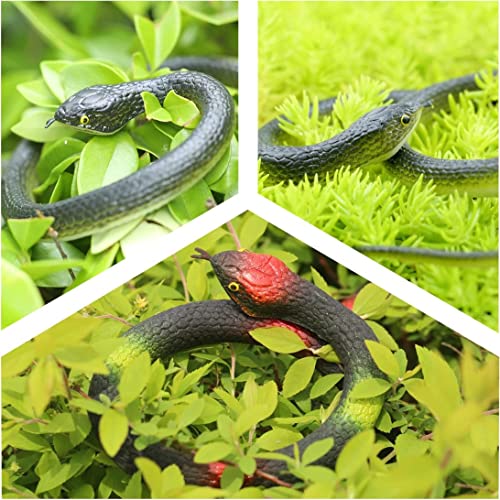 Serpiente de goma realista de 3 piezas: mamba falsa de 31,5 y 7,2 pulgadas para jardín 4