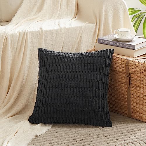 Fancy Homi 4 Packs Decorative Throw Pillow Covers for Living Room Couch Bed, Modern Farmhouse Boho Home Décor Accent Cushion Case, 18" x 18", Black by Fancy Homi - Image 2