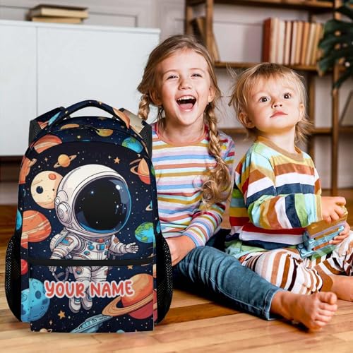 Personalized Astronaut School Backpack for Girls - 17 Inch Black Backpacks for Kids 8-10 Years - Lightweight Cute Bookbag for Elementary3