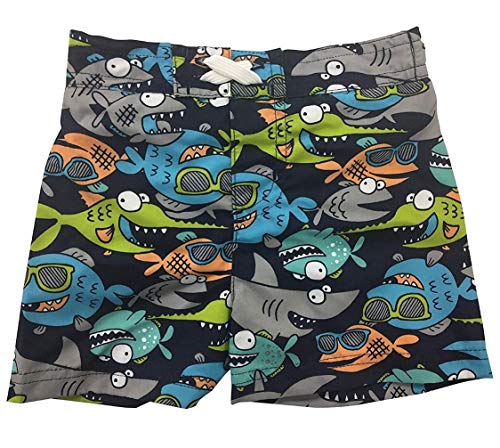 Circo Baby Infant Boys' Fish and Sharks Fun Bucket Swim Hat or Board Shorts Swim Trunks with Mesh Lining (Board Shorts Swim Trunks, 0-6 Months)
