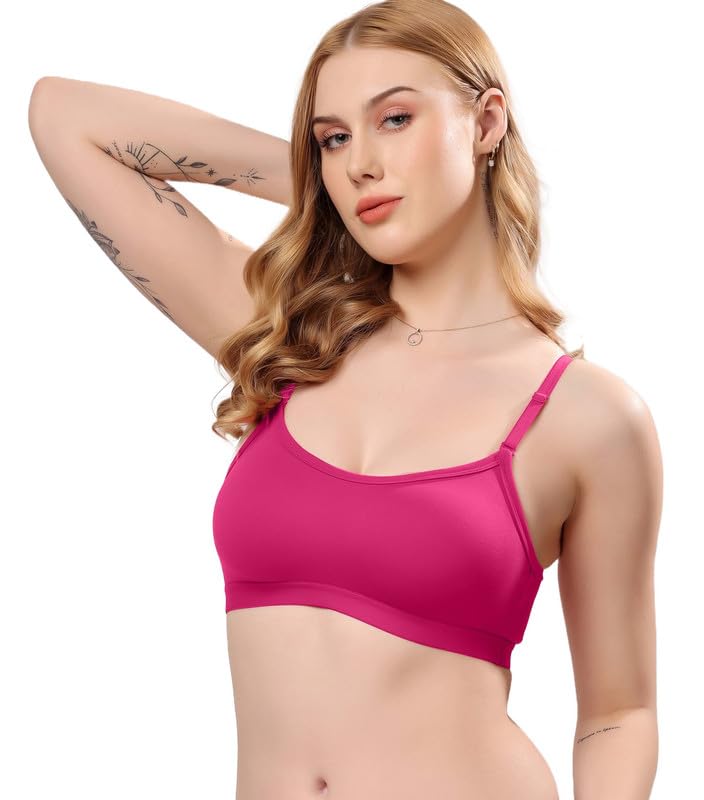 Image of London Hills Women's Cotton Sports Bra for Women Solid Bra Wireless & Non Padded Full Coverage Soft Hold Straps Super Combed Cotton Elastane Stretch Full Coverage Slip-On Active Bra