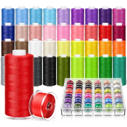 72Pcs Professional Sewing Thread Kit 36 Colors, [Max Strength & Low Lint] All Purpose Sewing Thread with Prewound Bobbins, Polyester Sewing Machine Thread for...