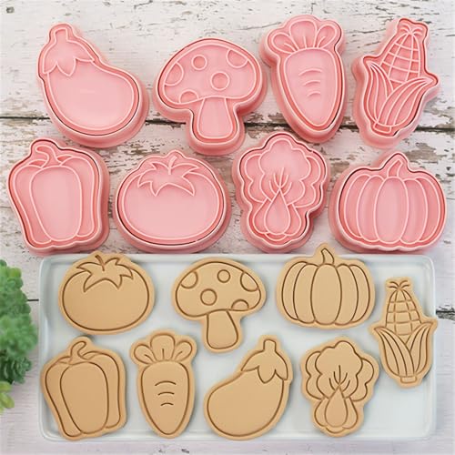 Hocai Vegetable Shaped Cookie Stamps Set Fondant Stampers Plastic 8Pcs by Hocai - Used condition - Image 8