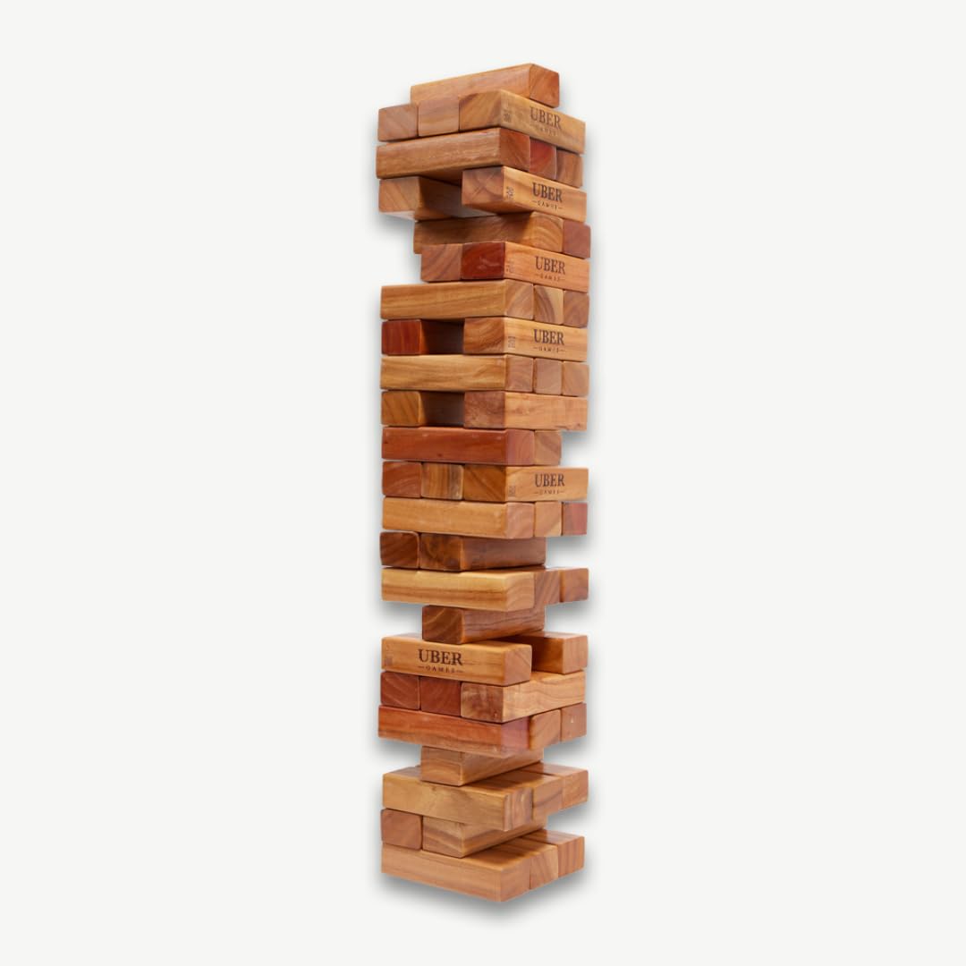 Hartholz Wackelturm XXL bis 250cm - Stapelturmspiel : das härteste Holz auf dem Markt - 100% Indien Öko - Jumbo
