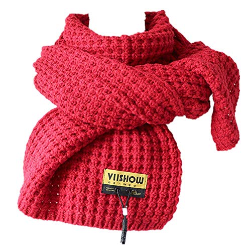 Herbst/Winter warme Lätzchen, reine Strickwolle, Damenschal-Rot_170 * 35 cm Cover