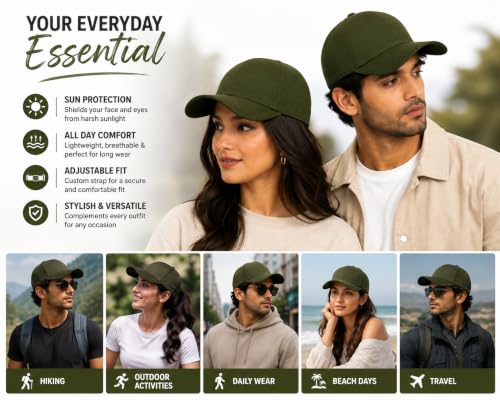 Image of Branded Cap for Men Women Unisex Boy's Girl's Topi Adjustable Strap Free Size Cotton Summer Sports Cricket Gym Dance Free Size