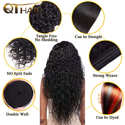 Qthair 12A Brazilian Water Wave Human Hair Bundle 1 Bundle 100G 20Inch Water Wave Hair Extensions Curly Wave Bundles 1B# Color Brazilian Water Wave Human Hair Weave #TOP1