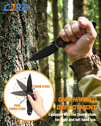 Cjrb Cutlery Folding Knife Feldspar(J1912) Ar-Rpm9 Powder Steel Black Pvd Blade G10 Handle Pocket Knife Edc Knife,Matta Black Handle #TOP4