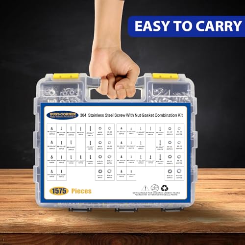 1575 PCS Nuts and Bolts Assortment Kit, Stainless Steel Phillips Pan Head & Flat Head Screws, Assorted Nuts Bolts Washers with Double Sided Organizer Box - Image 8