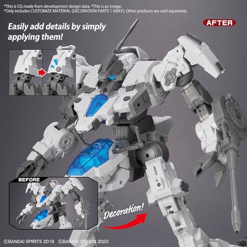 BANDAI SPIRITS Matériau personnalisé de 30 mm (décoration partie 1, gris)