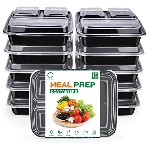 GUANFU Meal Prep Boxen 3 Fächer - 10er pack Meal Prep Box mit Deckel Essensbox Mealprepdosen mikrowellengeeignet Food Container plastik Behälter Mealprep mehrweg Bento Box BPA frei spülmaschinenfest Cover