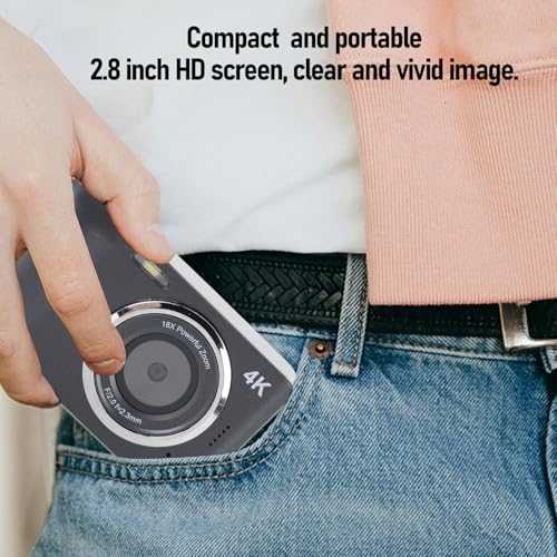 Cámara digital compacta 4K 64MP con zoom 18X y batería recargable miniatura 2