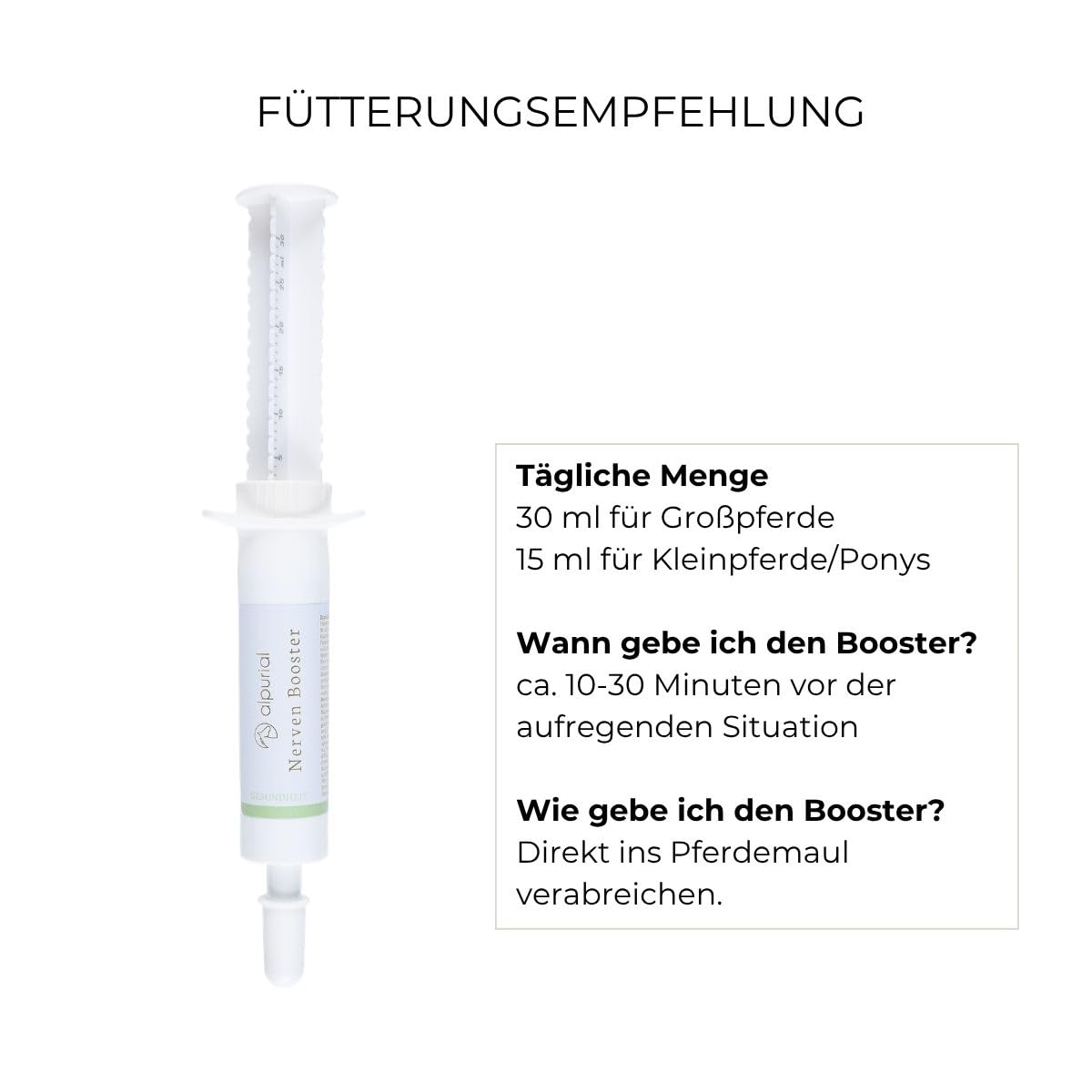 Nerven Booster - Ergänzungsfuttermittel für Pferde - von Tierärzten entwickelt - Paste zur Fütterung vor fordernden Momenten - mit Magnesium, B12 & Ashwagandha - ADMR-konform (3 x 30 ml)