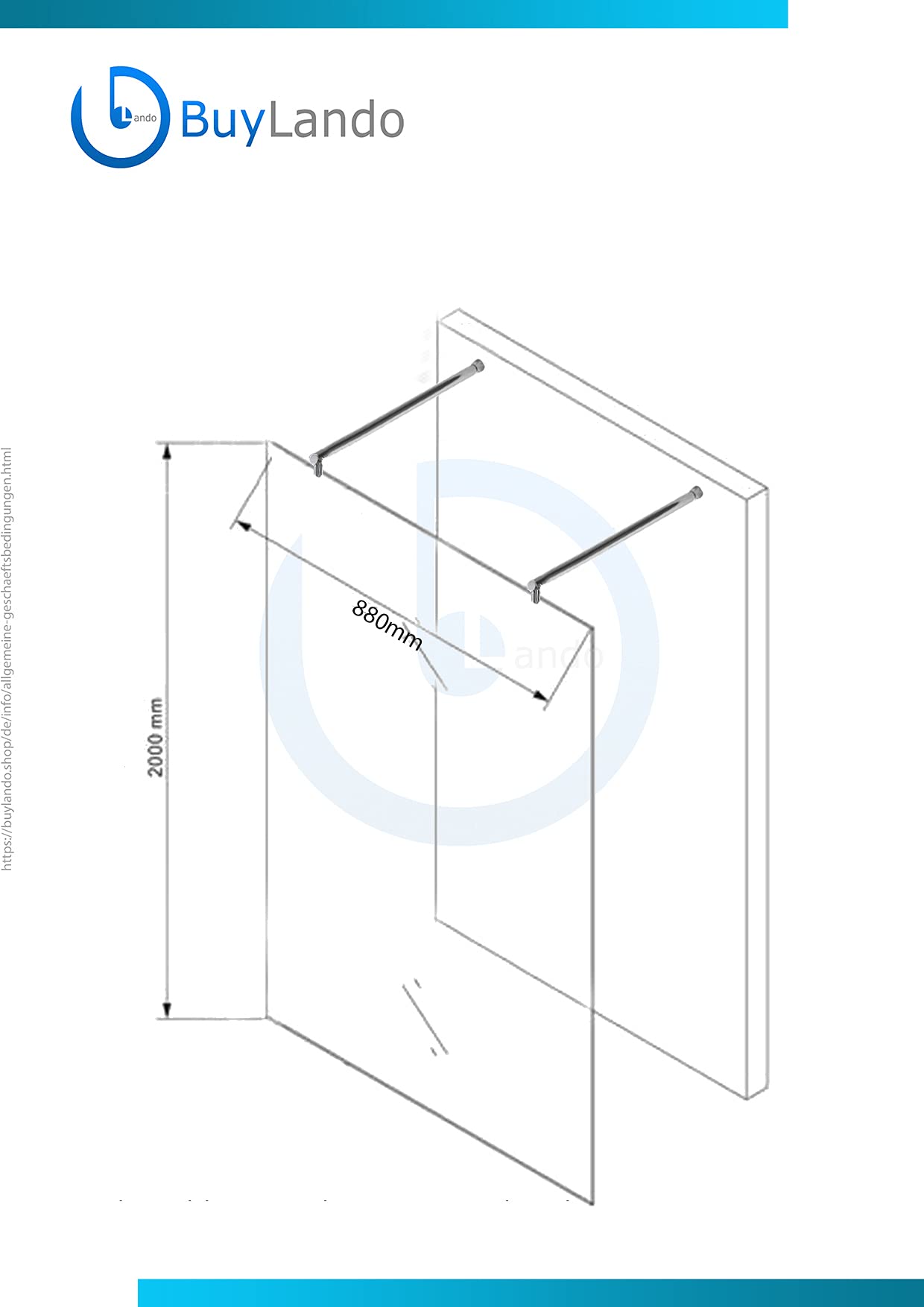 Shop [Typ-Lily] 10 mm Walk in Ścianka prysznicowa - prysznic - szkło ESG (90 x 200 cm satynowane 2 x okrągłe uchwyty)
