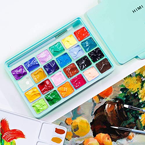 Antnx Miya Himi Gouache Paint Set, 24 Colors X 30Ml Unique Jelly Cup Design With 3 Paint Brushes In A Carrying Case Perfect For Artists, Students, Gouache Opaque Watercolor Painting #TOP5