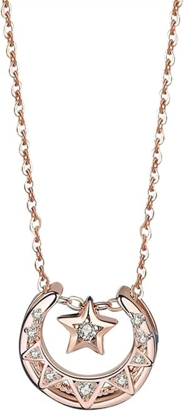 Collar De Moda con Personalidad para Mujer, Joyería, Collar Colgante con Diseño Hueco De Estrella Y Luna, Collar Colgante De Plata, Cadena De Clavícula De Lujo