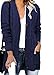 Kenhansion Button Down Cardigan Sweater for Women Lightweight Open Front Long Cable Knit Warm Outerwear Fall Coat with Pocket (Dark Blue,Large)