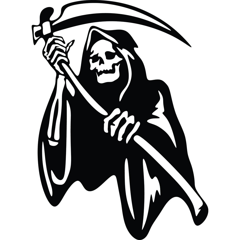 NBFU Grim Reaper Death 1 (Black) (Set Of 2) Premium Waterproof Vinyl Decal Stickers For Laptop Phone Accessory Helmet Car Window Bumper Mug Tuber Cup Door Wall Decoration : Automotive