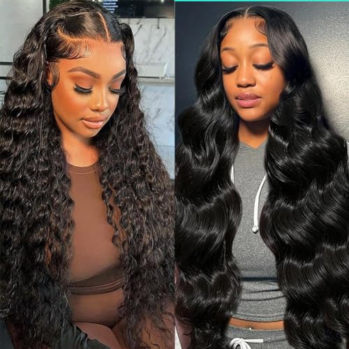 Natural Color 13x6 Deep Wave Lace Front Wigs 24 Inch+13x6 Body Wave Lace Front Wigs 32 Inch