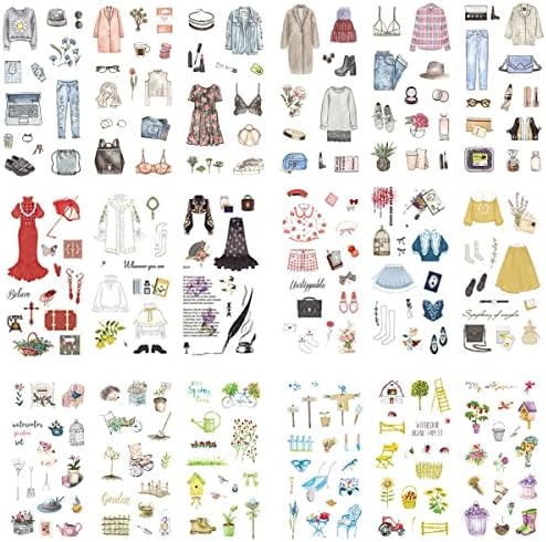 Stationery Sticker Set (Assorted 18 Sheets) Heat Dwelling Family Show Meals Style Garments Gown Make-up Stuff Kawaii Cat Stationery Sticker Diary Album Scrapbooking DIY Craft Handmade Decor Label