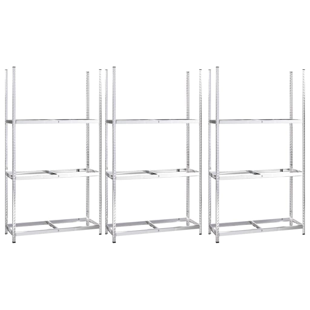 Hothingwell Stalowy bagażnik na opony 3 poziomy 110 x 40 x 200 cm, 3 szt. stojak na opony do garażu, wytrzymała półka o dużej nośności i poziomach regulacji wysokości