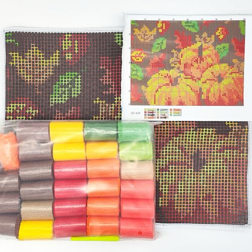 Image of Howie's Latch Hook Kits for Adults, DIY Halloween Latch Hook Kit Rug Crochet Yarn, Color Preprinted Pattern Embroidery Decoration(Halloween Pumpkin, 19.69 x 14.96 inch)