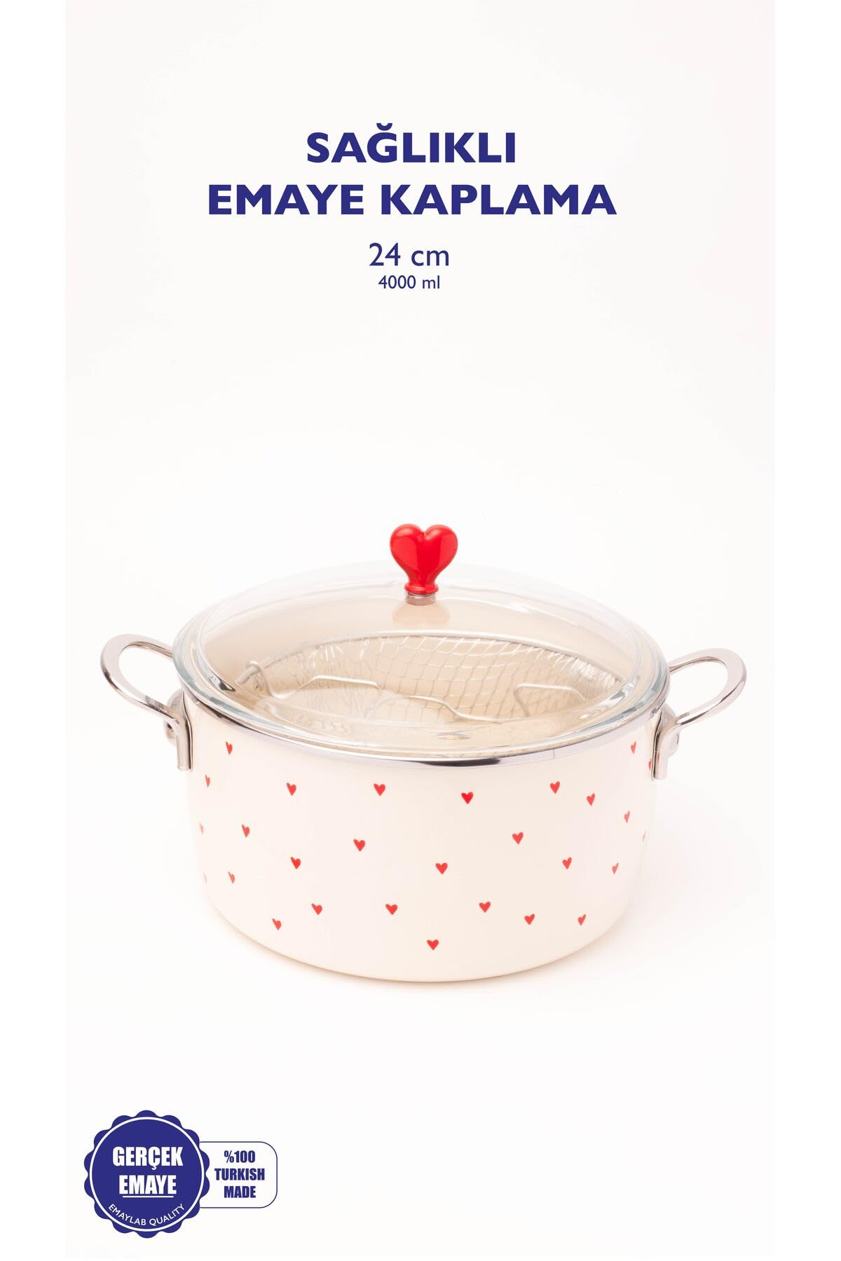 Cupid Emaye Kızartma Tenceresi/Fritöz (Özel Kapaklı)