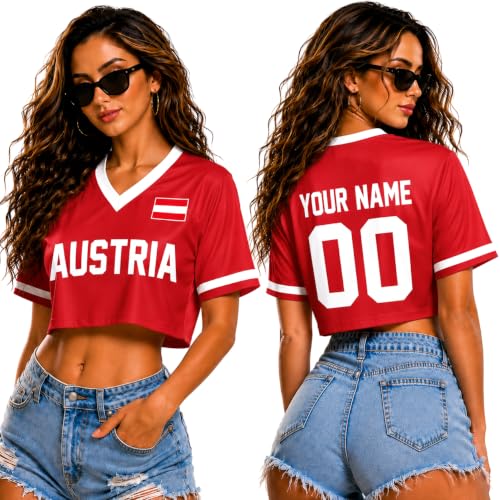 H HARILU Custom Austria Jersey Women Austria Soccer Crop Top Jerseys