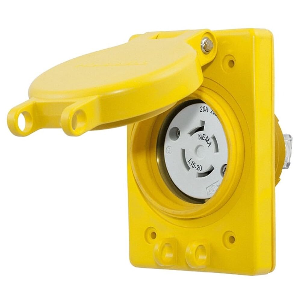 Watertight Devices, Twist-Lock Receptacle with Lift Cover, 20A, 3