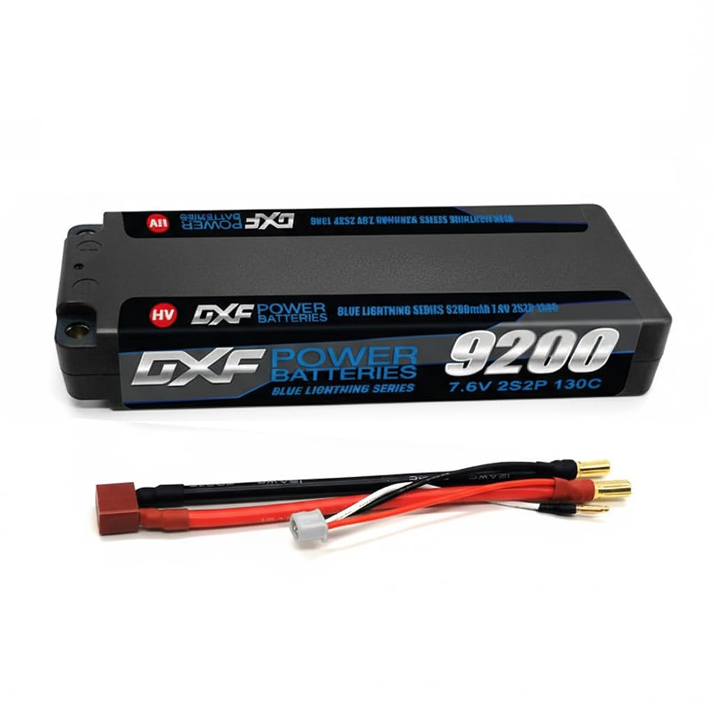 DXF Batteria LiPo 2S 7.6V 9200mAh 130C HV 2S2P Spina Deans T Bullet 5mm Auto RC 1/8 1/10 Truck Buggy Compatta Leggera Alta Potenza Massime Prestazioni 1 Pezzo