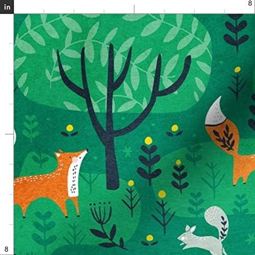 Miniatura 3 de Spoonflower Tela  Zorros Esmeralda Bosque Verde Conejitos Bosque Animales Lindos Niños Zorro Impreso en Petal Signature Tela de Algodón por The Yard