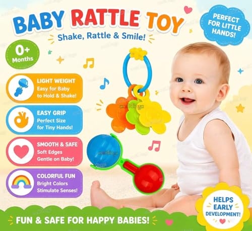 Image of Zest 4 Toyz Rattle Set for Babies 0-6 Months | New Born Baby Essentials | Colorful Attractive Non Toxic Plastic Shake & Grab Rattle Set Baby Toys | New Born Baby Gifts (Multicolor)