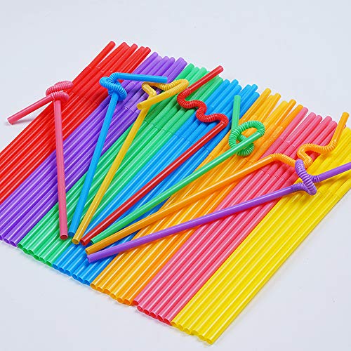 200 pcs colorful plastic long flexible straws0233939 diameter and 10234 long