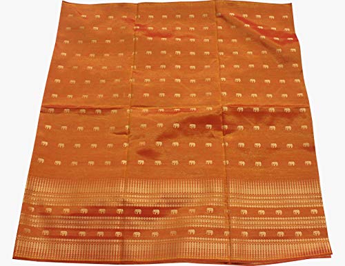 RaanPahMuang Unstitched Woven Elephants Thai Silk Fabric for Skirt Dresses, 39 x 140 inches, Elephant Erawan - Rust Orange