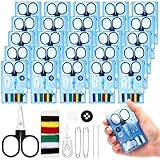 Knitgrip 25 Boxes Mini Travel Sewing Kit Quick Fix Sewing Kits Bulk Basic Portable Pre Threaded Needle Emergency Repair Tool for Adults DIY Handcraft Wedding Gifts Beginner Traveler Home Hotel (Blue)