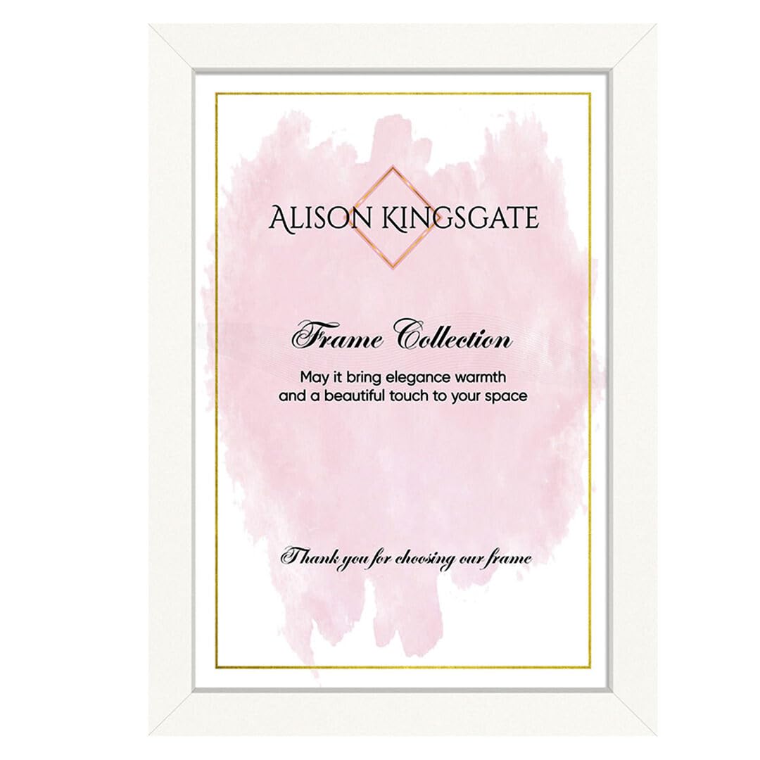 Alison Kingsgate Thin 15X10 WHITE- Photo Frame-Engineered Wood Picture Frames with Shatterproof Perspex - Ideal for Certificates & Artwork-Wall Mount or Tabletop - Multiple Sizes & Colours Available