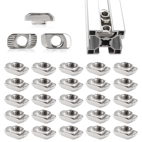Lyeteung 25 piezas 30 serie M6 tuercas en T, tuerca de cabeza de martillo, medio redondo rollo T-nut, para 3030 3060 6060 perfil de extrusión de aluminio