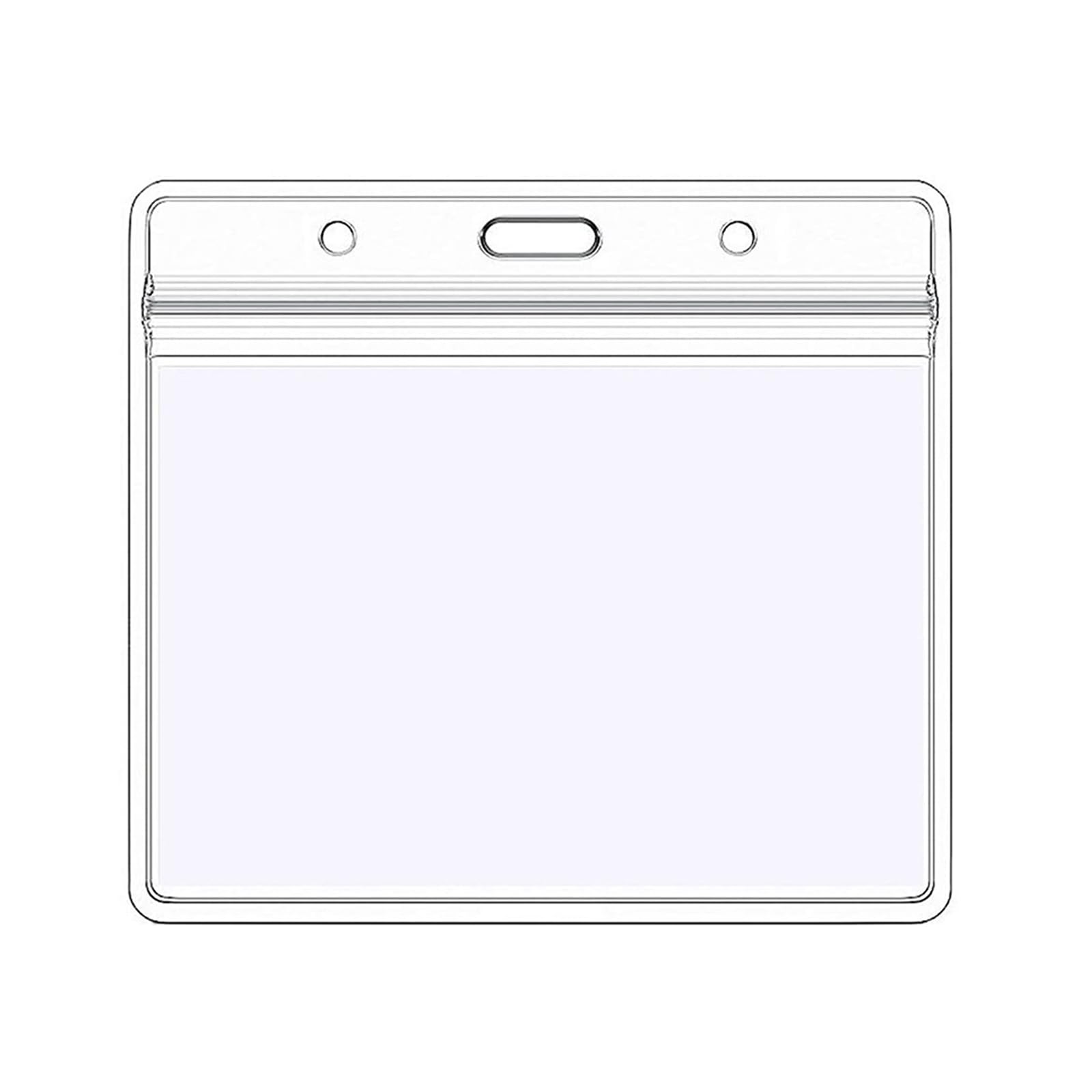 Lot de 100 porte-badges horizontaux transparents pour badge, porte-nom, fournitures scolaires de bureau