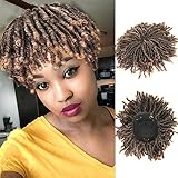 Liyouda Dreadlock Curly Hair Wig with Clip in Twisted Toupee for Women #1B/27 Brown Half Dreads Wig Topper Hairpieces for Thinning Hair
